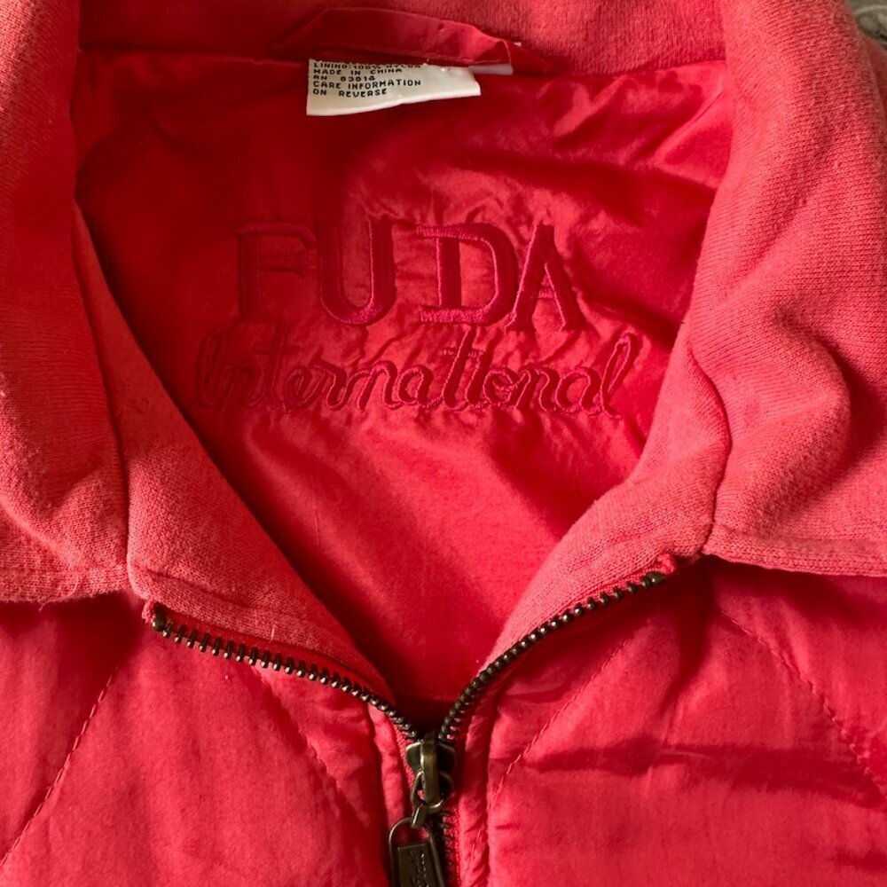 FUDA international pink quilted bomber jacket full zip Size Medium women vintage - Picture 3 of 9